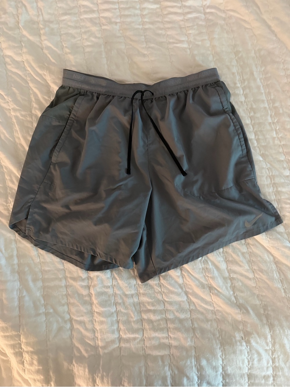 Nike Men's Gray Performance Running Shorts with Drawcord